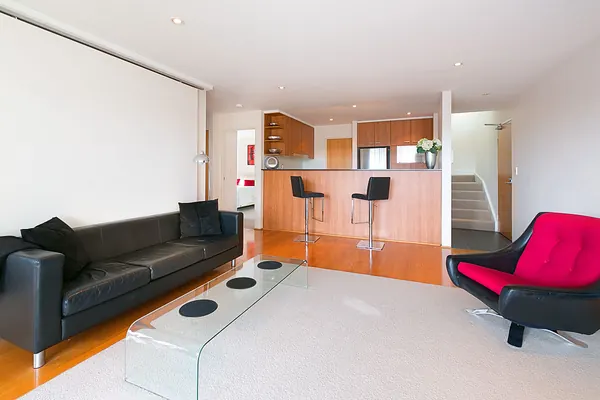 Living area and kitchen